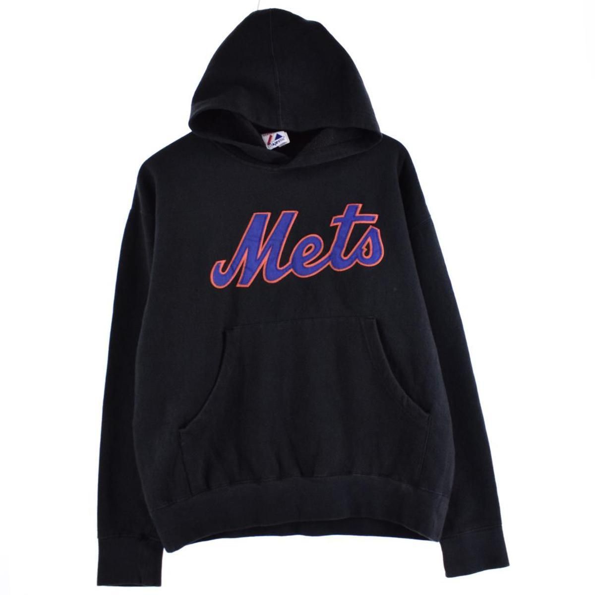 古着 Majestic MLB NEW YORK METS ニューヨークメッツ スウェットプルオーバーパーカー メンズL/eaa289759