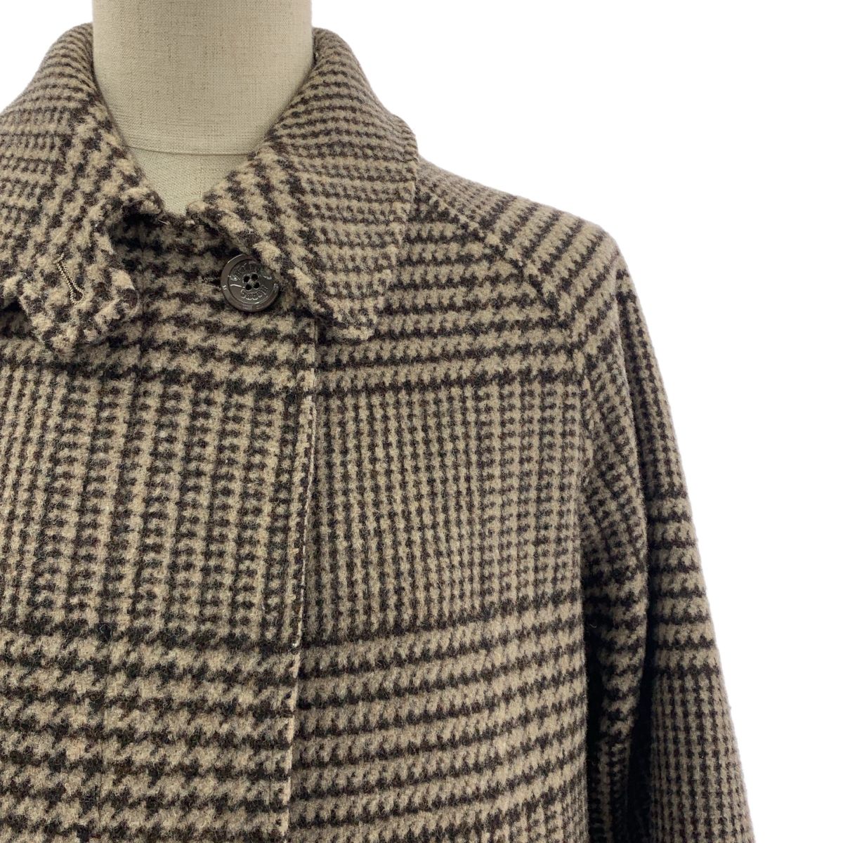 HERNO | ヘルノ | ウール 千鳥格子 ステンカラー コート | 36 | ブラウン | レディース