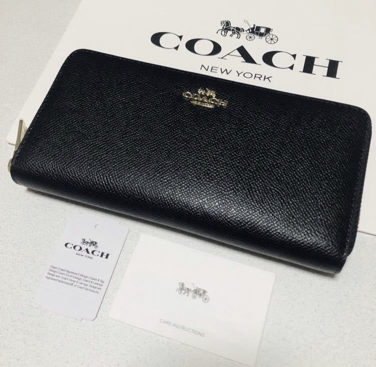 ☆ COACH コーチ F52372 ラウンドファスナー 長財布 クロスグレイン