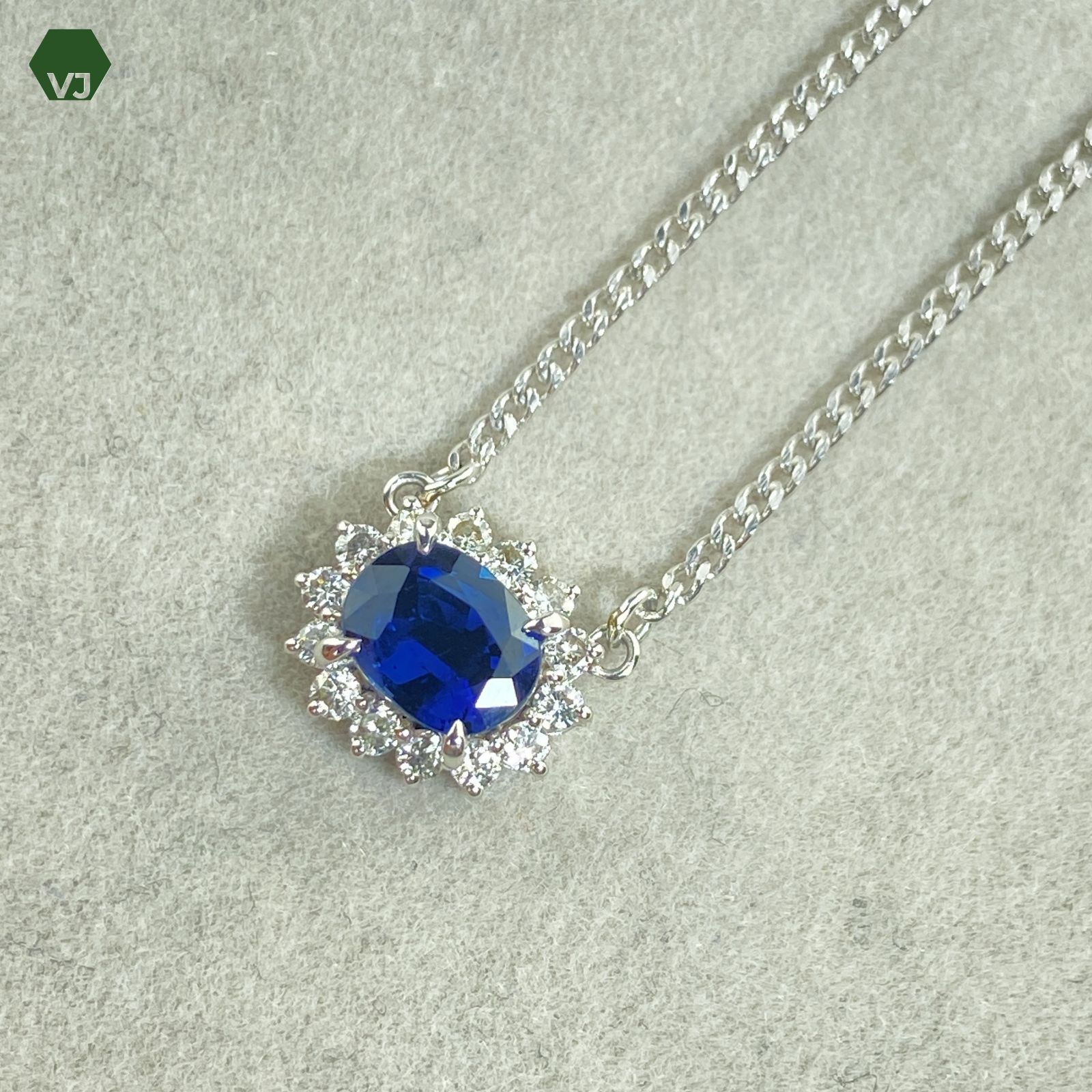 24-20】サファイア ダイヤモンド ネックレス S0.91ct D0.25ct