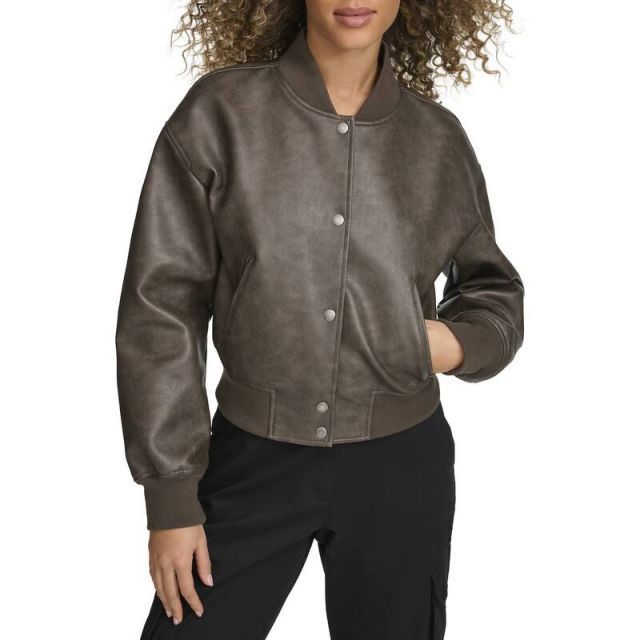 【送料無料】 リーバイス レディース ジャケット・ブルゾン アウター Women's Levi's Faux Leather Cropped Bomber Jacket Ash