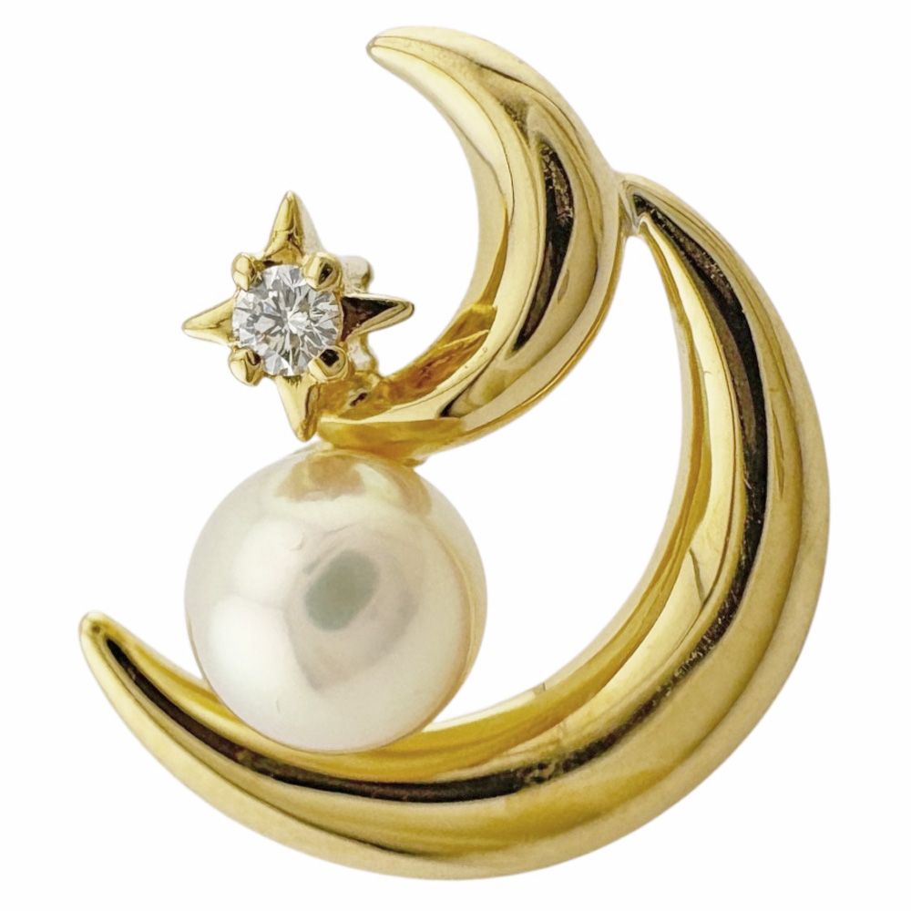 ミキモト ブローチ 18金 K18イエローゴールド ダイヤモンド レディース MIKIMOTO ミキモト