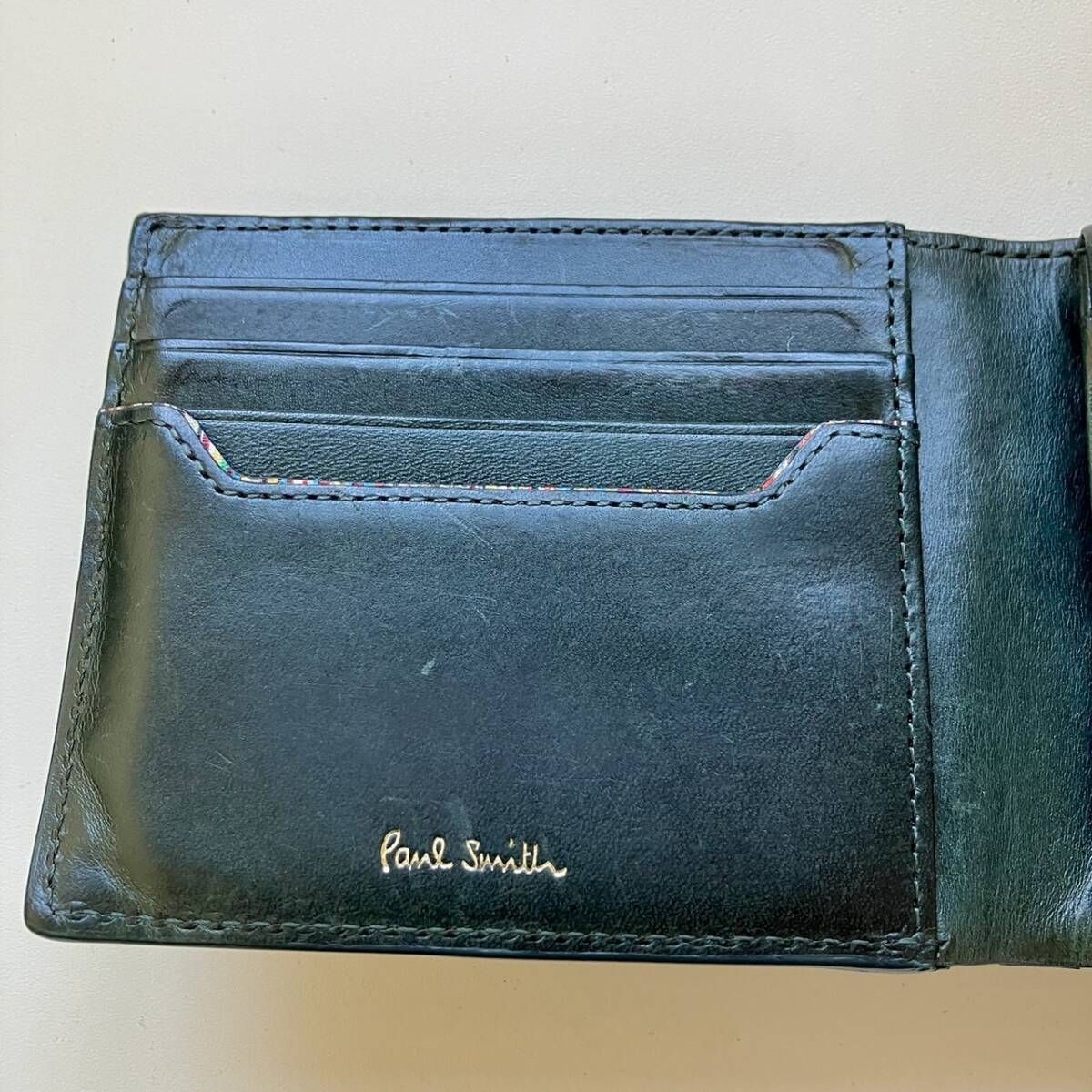 ポールスミス 二つ折り財布 サフィアーノレザー グレー 新品 本革 バイ