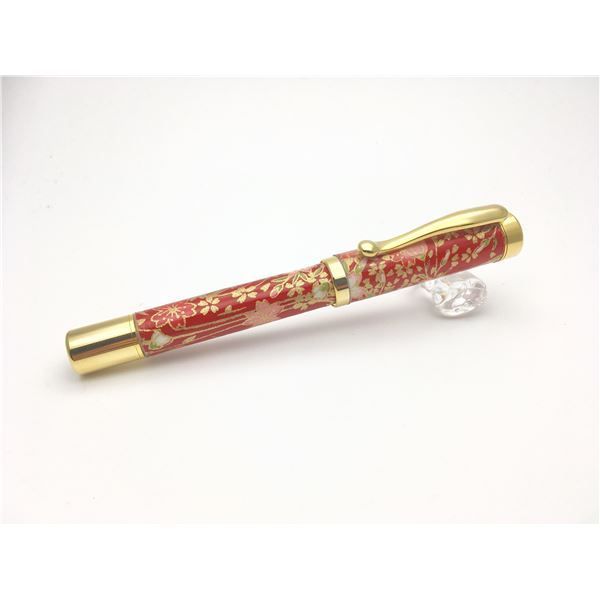 万年筆 文房具 しだれ桜 赤色 美濃和紙 友禅紙 文具 ステーショナリー