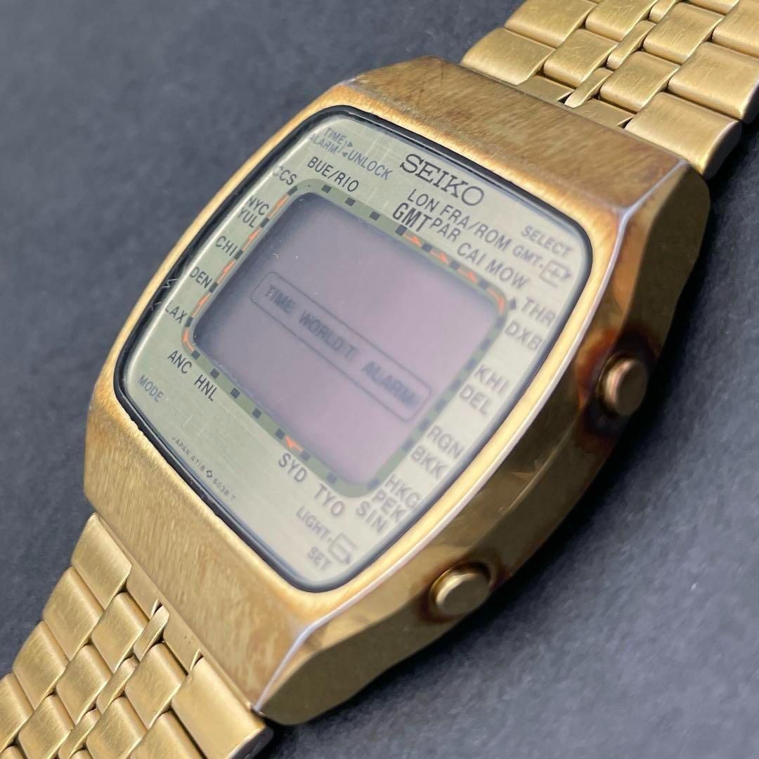 SEIKO A718-5030 GMTワールドタイム ゴールド ヴィンテージ デジタル