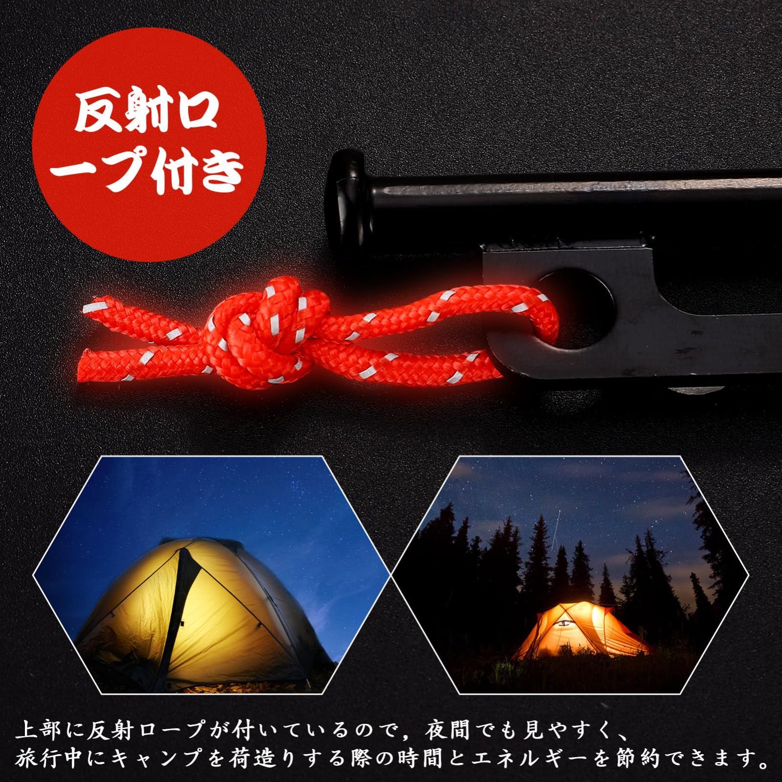 【特価商品】キャンプ用品 登山 ハイキング 収納袋&キャップ付き アウトドア 砂浜対応 草地 硬い土 砂利 設営用具 ソリッドステーク ペグ ペグ 20CM 8本入り 鍛造ペグ テント用 girldate