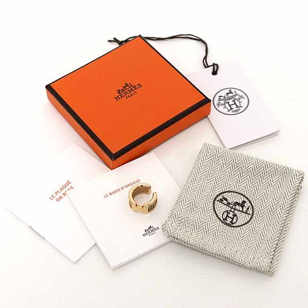 エルメス HERMES イヤーカフ オランプ PM イヤリング リザード メタル グレージュ系 ローズゴールド Aランク