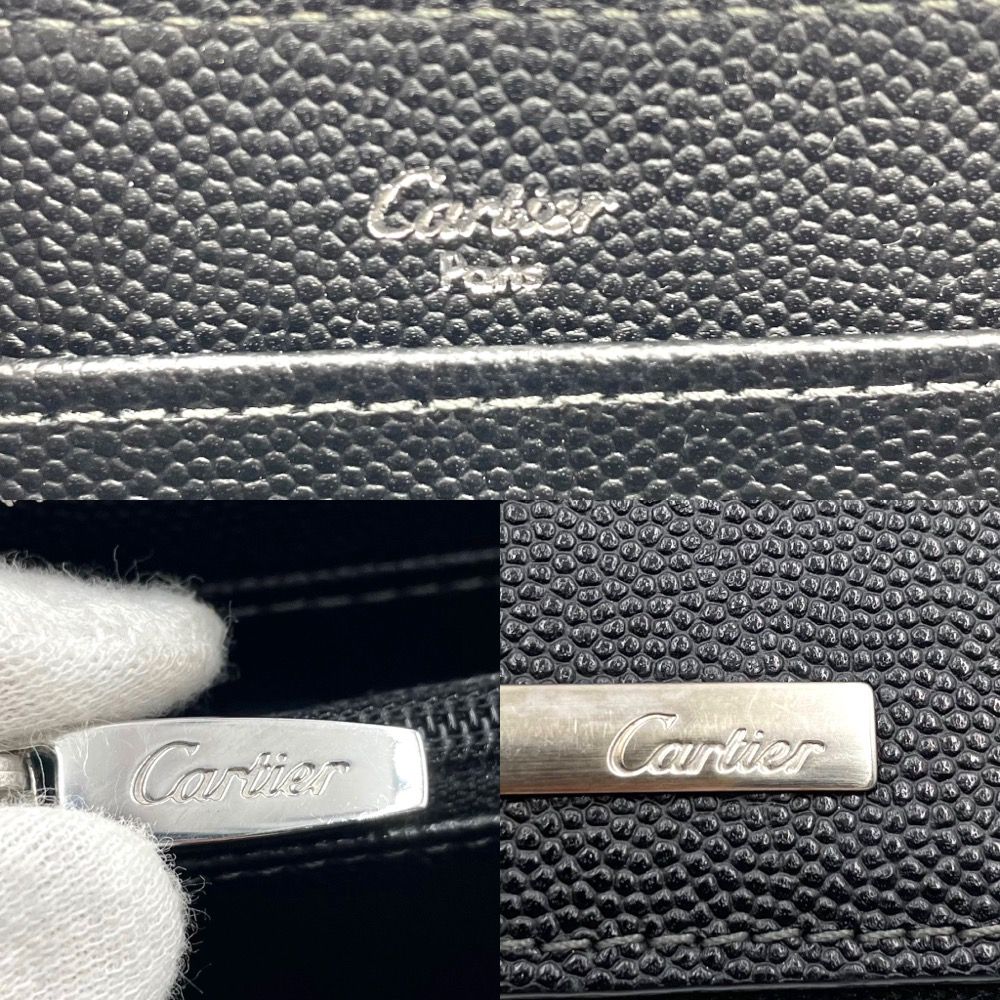 カルティエ 長財布 メンズ サントス ドゥ カルティエ ラウンドファスナー ロゴプレート ビス ロングウォレット CARTIER L3000942  レザー ブラック 黒 シルバー金具 人気 美品【中古品】 - メルカリ