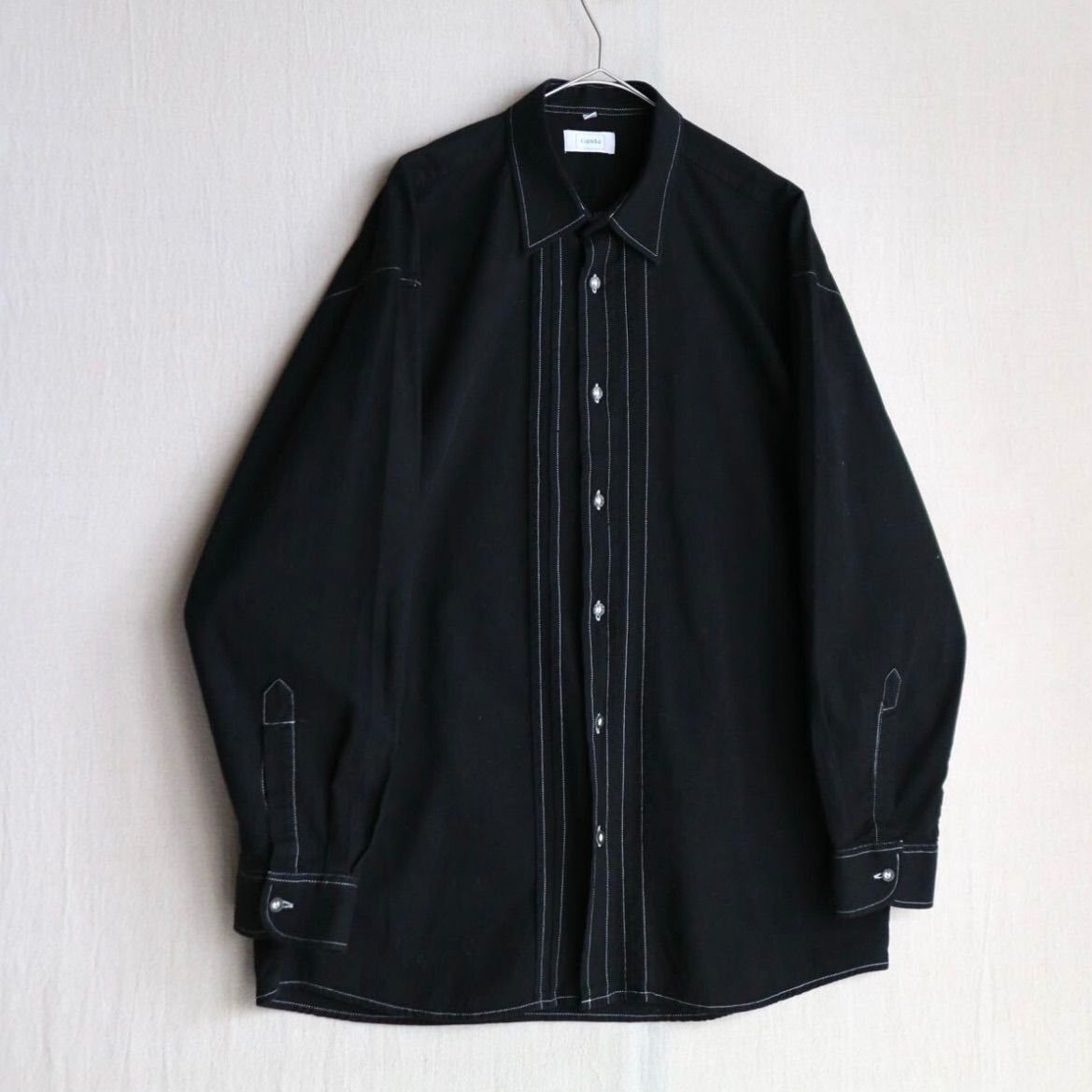 後染め】 Euro vintage チロリアン シャツ / XL コットン リネン 