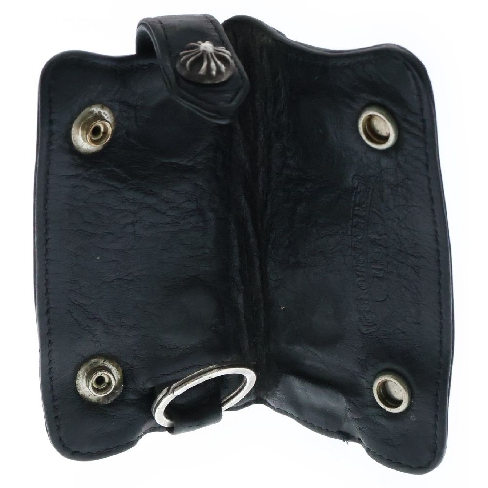 クロムハーツ クロスボール キーケース レザー×925 ブラック CHROME HEARTS (クロムハーツ) KEY CASE クロスボールボタン