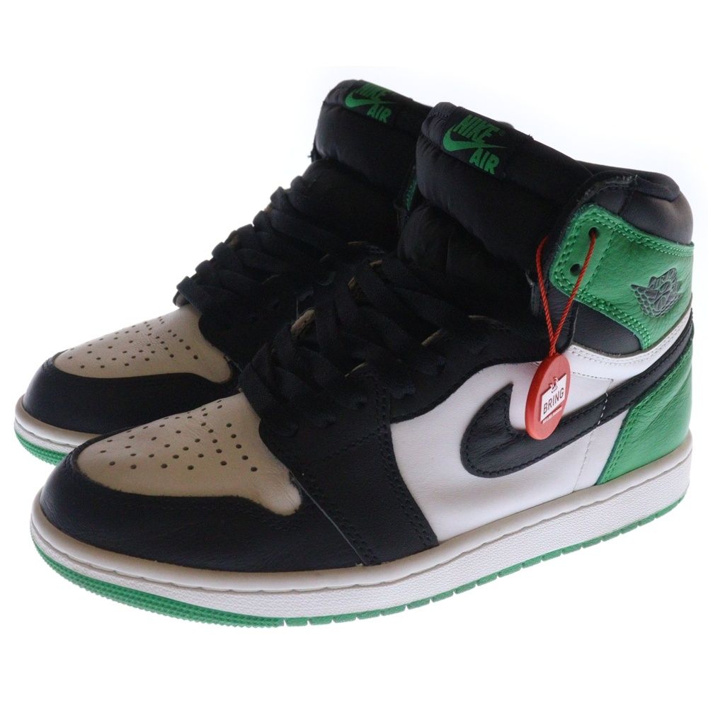NIKE ハイカット シューズ AIR JORDAN1 ブラック/グリーン エアジョーダン 1 ハイカット ブラック/グリーン - メルカリ