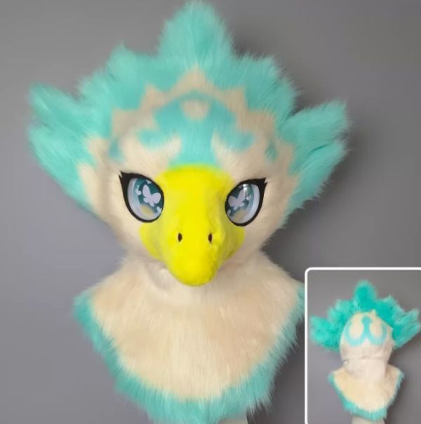 着ぐるみヘッド 鳥 ダークレッド 全頭ヘッド ケモノ マスク ファー 