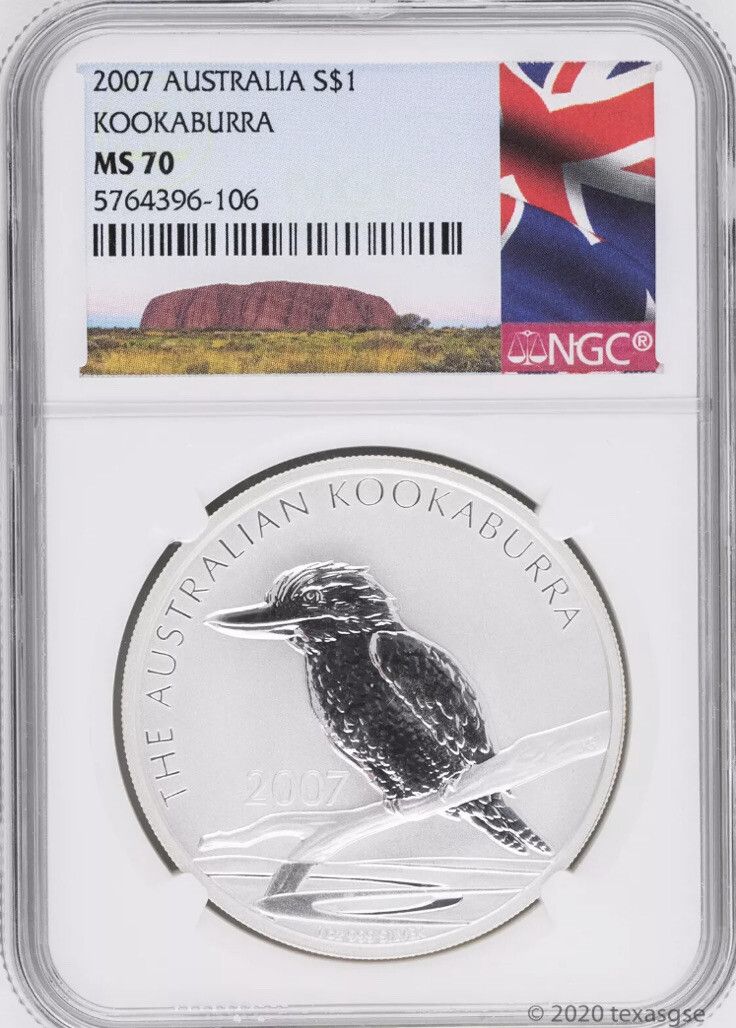 2007 $1 Atralia Kookaburra 1 oz Silver Coin NCG?MS70