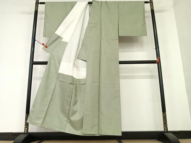 平和屋着物○本加賀友禅作家 成竹登茂男 白山紬 色無地 鶸茶色