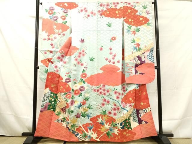 平和屋着物□豪華振袖 駒刺繍 草花楓文 金彩 正絹 逸品