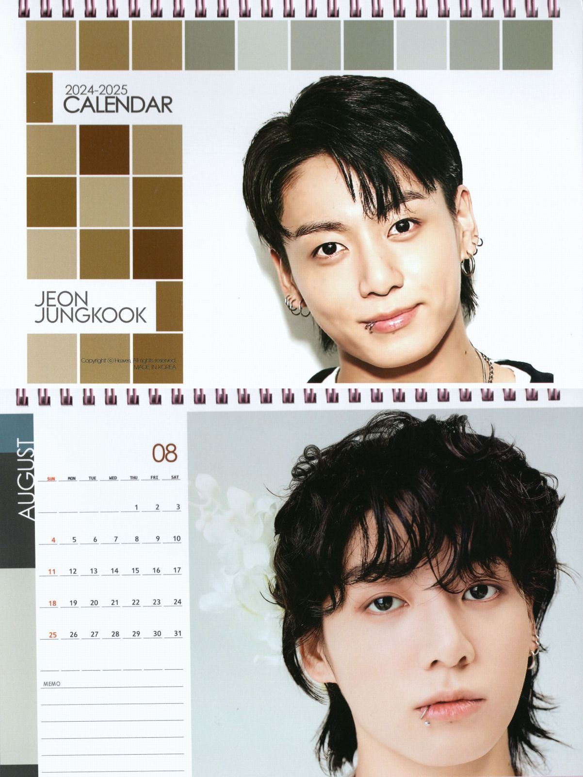 BTS ジョングク グッズ 卓上 カレンダー (写真集 ピンク 卓上 