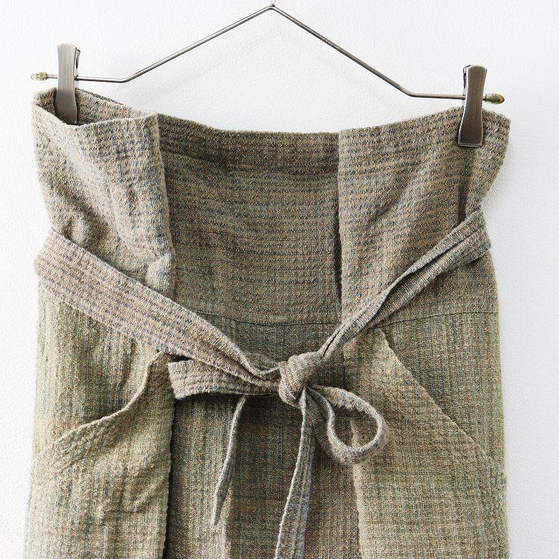 うさと USAATO 手織り 天然草木染め イカスカート カーキ ロング 手紡ぎ 平織り スリット 2400014592025 GULLKHAN_COM