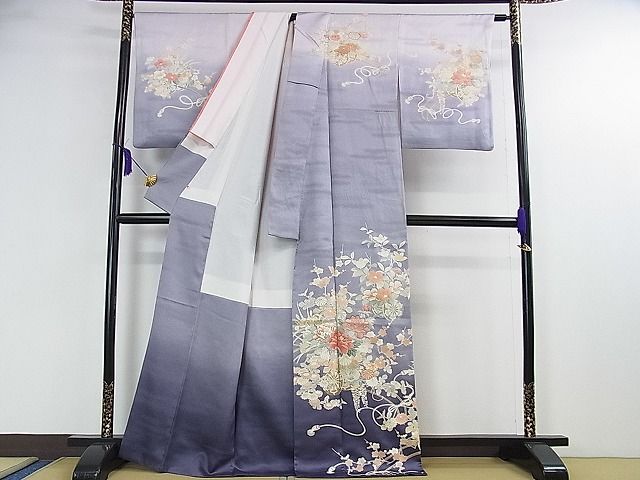 平和屋着物○訪問着 友禅 駒刺繍 舞桜 暈し染め 金彩 正絹