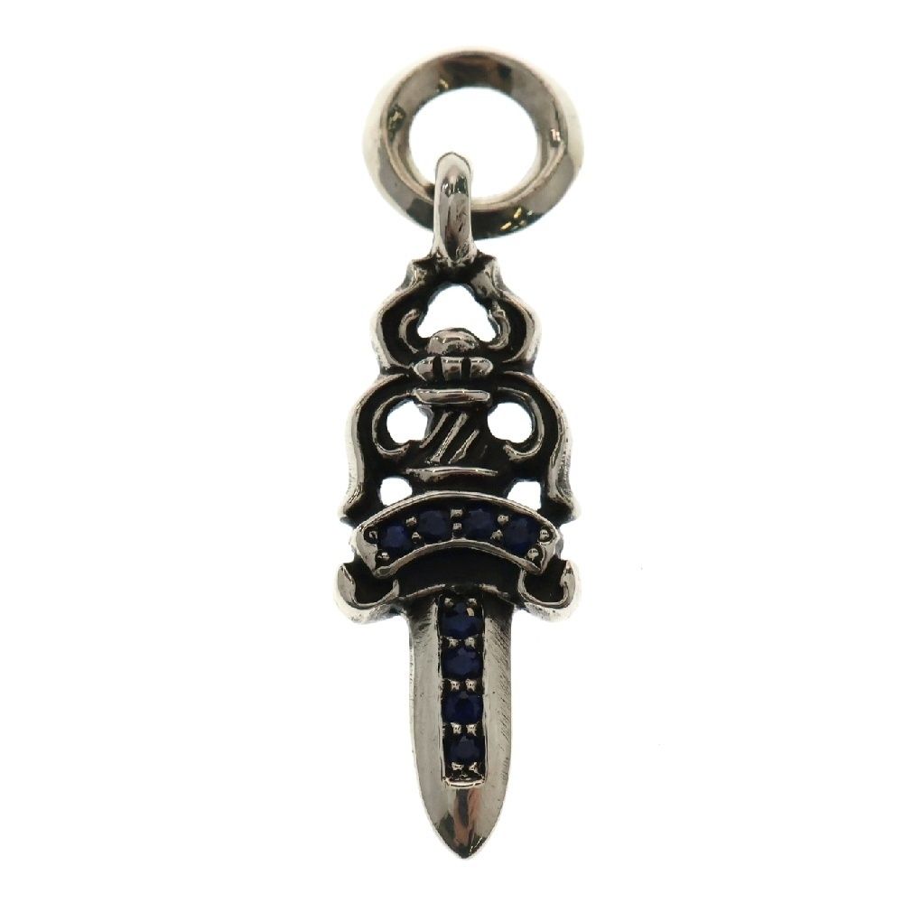 CHROME HEARTS クロムハーツ 5 DAGGER P SAP 5 ダガーチャーム PAVEブルーサファイア チャーム ペンダントトップ シルバー