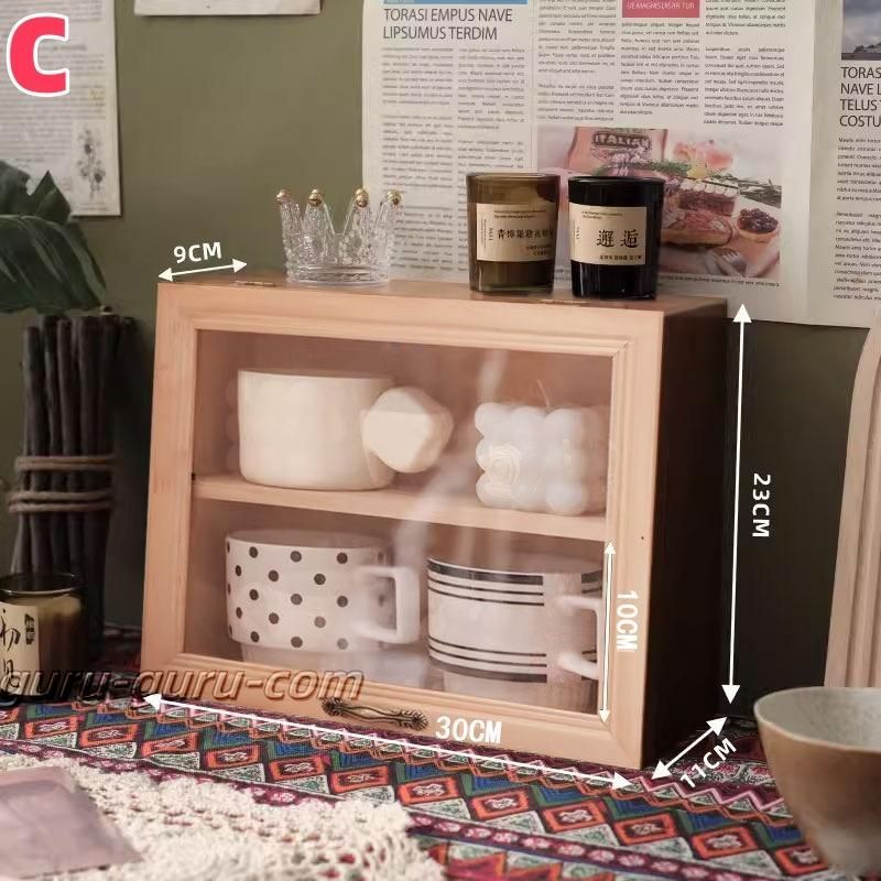 ミニ食器棚 木製 ガラス扉 おしゃれ キッチン収納棚 卓上食器棚 調味料