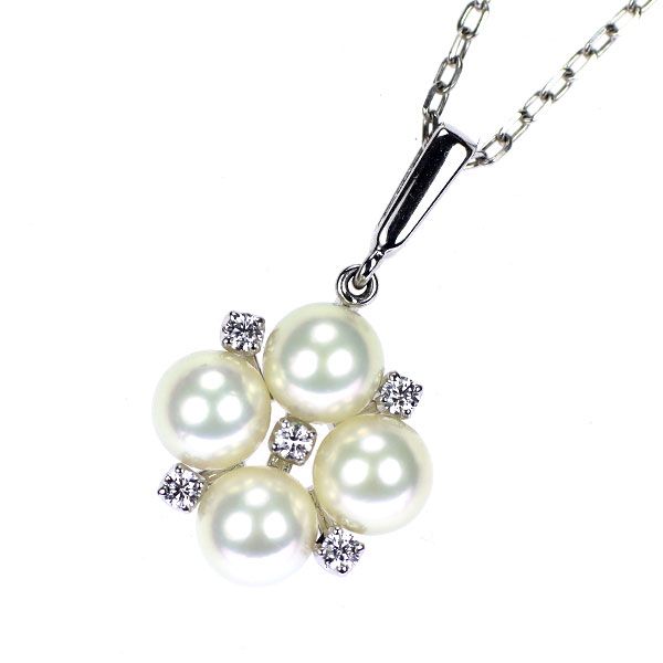 ミキモト K18WG アコヤ 真珠/パール ダイヤモンド ペンダント  