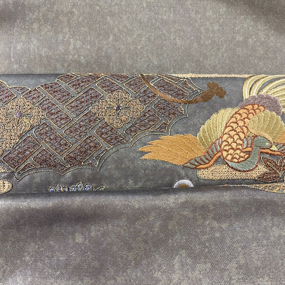 京袋帯 可愛らしい瓢箪柄 御召茶色 縮緬 KO-1157 KO-1157 縮緬 京袋帯 可愛らしい瓢箪柄 御召茶色