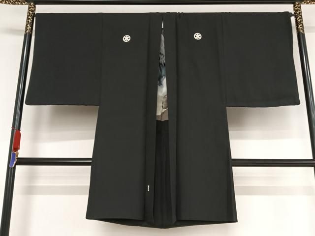  平和屋着物 男性 黒紋付 羽織セット 正絹 np 着物セット 着物 浴衣