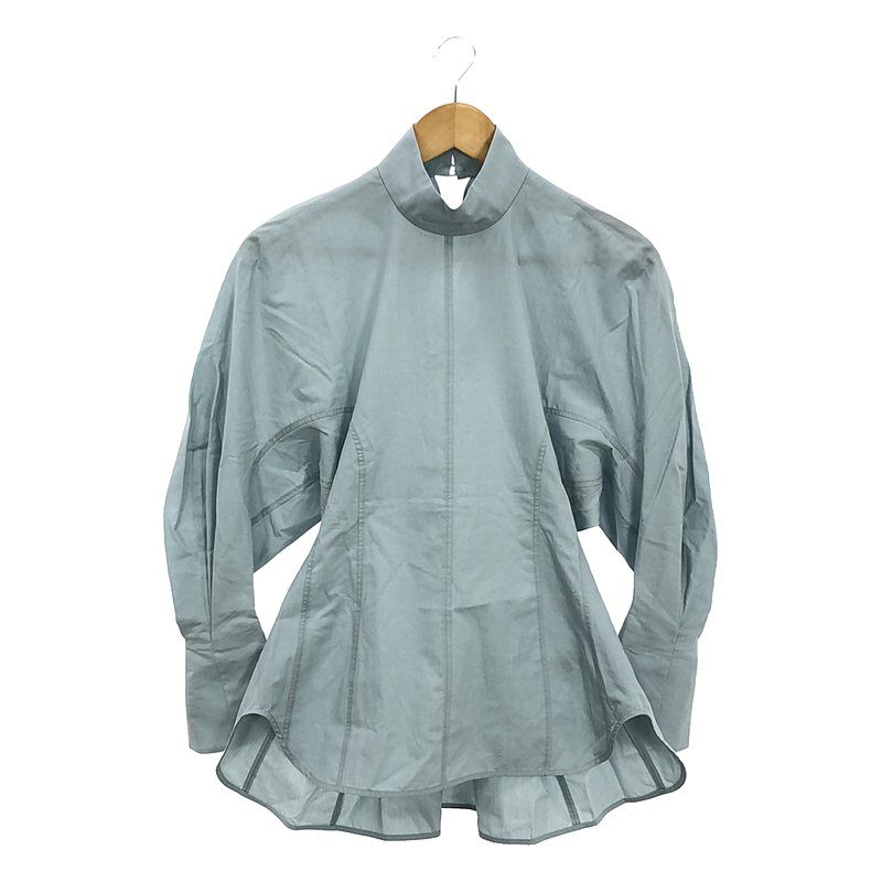 【新品】  Mame Kurogouchi / マメクロゴウチ | 2024SS | Cotton Chambray High Neck Blouse  ブラウス シャツ | 1 | BLUE | レディース 新品】 Mame Kurogouchi / マメクロゴウチ | 2024SS | Cotton Chambray