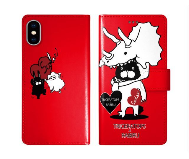 [iPhone15] iPhone15 ケース スカラー スマホケース 手帳型 iPhone16 ケース iPhone 16 15 14 13 SE 第3世代 第2世代 スマホカバー 全機種対応 手帳 ScoLar 恐竜の着ぐるみ ラビル トリケラトプス レッ