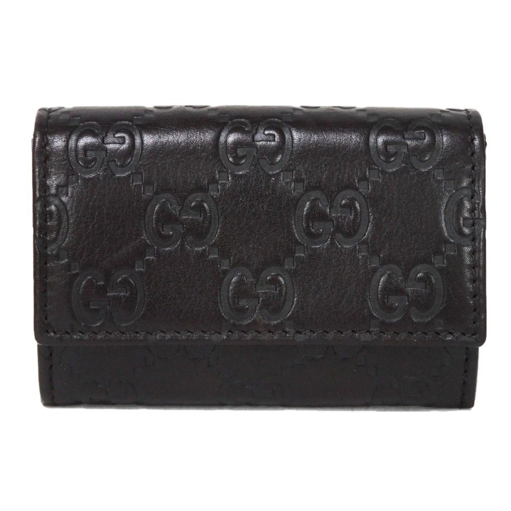 GUCCI グッチ グッチシマ コインパース スナップボタン マチ付き カードケース 名刺入れ パスケース 財布 GG シマ ダークブラウン コインケース 120964