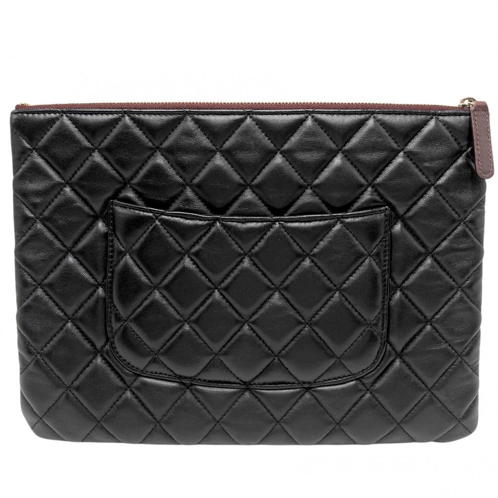 シャネル クラッチバッグ レディース マトラッセ セカンドバッグ ココマーク CHANEL A82545 ラムスキン ブラック 黒 ゴールド金具 品