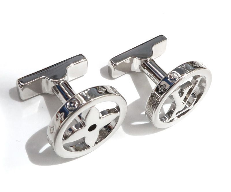 ルイヴィトン カフリンク LV キャッチ モノグラム フラワーモチーフ シルバー M 80188 LOUIS VUITTON 34336