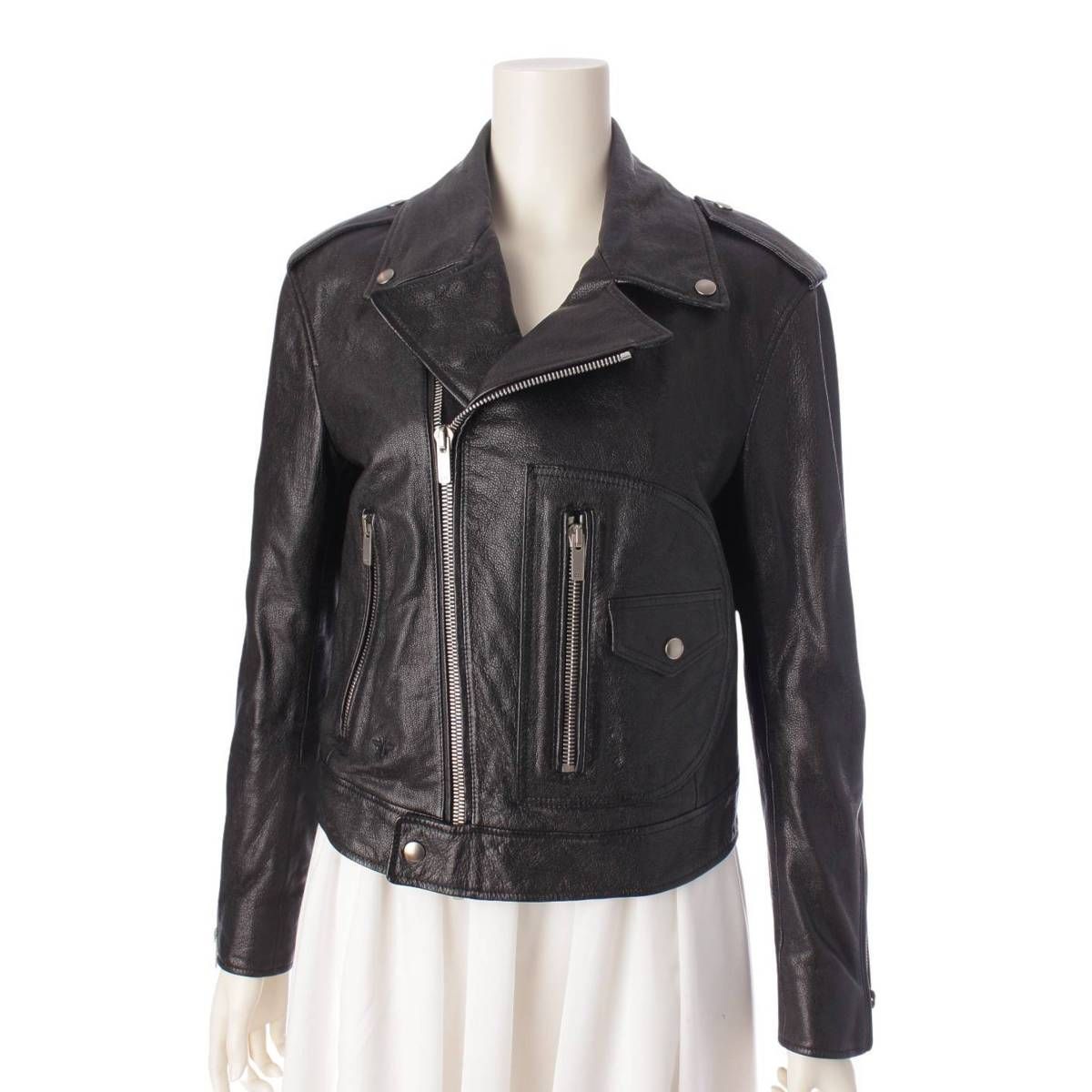 Christian Dior ブラックレザージャケット Biker Jacket Black Goatskin | DIOR