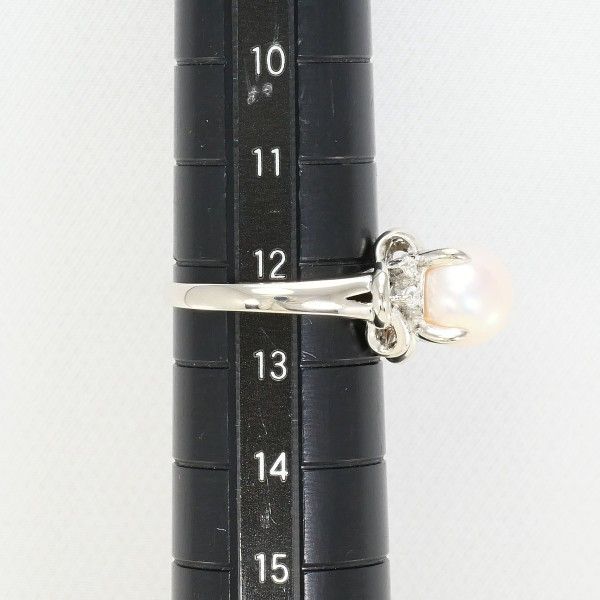 Pt900 アコヤ本真珠リング　12号　パール　ダイヤモンド 大珠☆アコヤ真珠 ダイヤモンド ダイヤモンド Pt900 リング