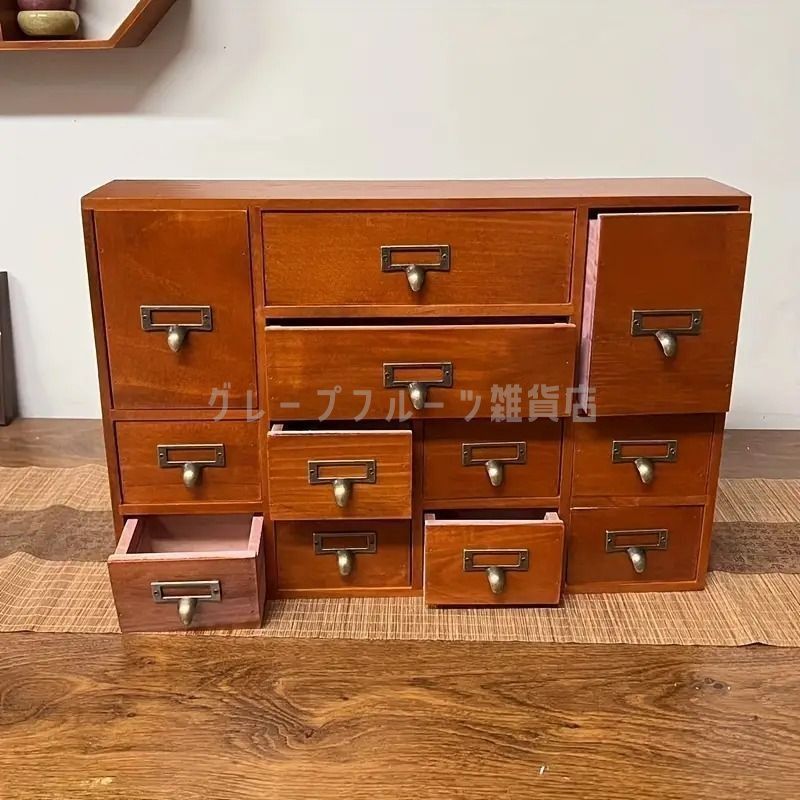 新品・未使用】 棚 ミニチェスト 収納 木製 ヴィンテージ 和風