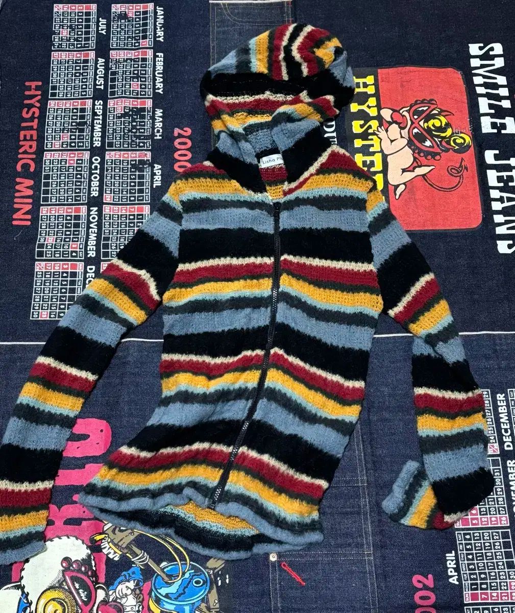 90s 日本 ヴィンテージ ニット フード ジップアップ