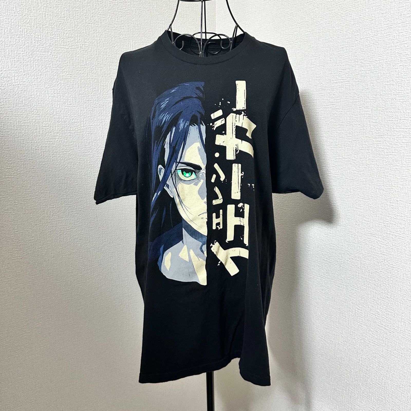 古着 進撃の巨人 エレン アニメ キャラクター 人気 Tシャツ 半袖 黒 
