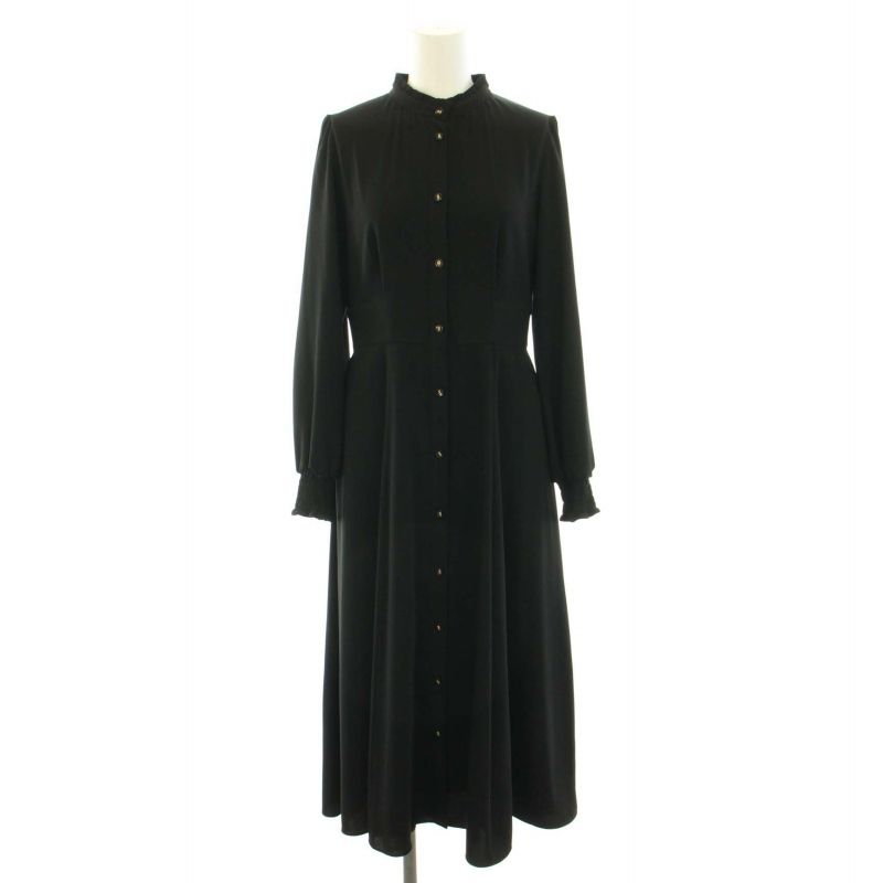 ブルーレーベルクレストブリッジ　ドライサテンシャツドレス 黒　ワンピース　ロング ブルーレーベルクレストブリッジ BLUE LABEL CRESTBRIDGE ドライ