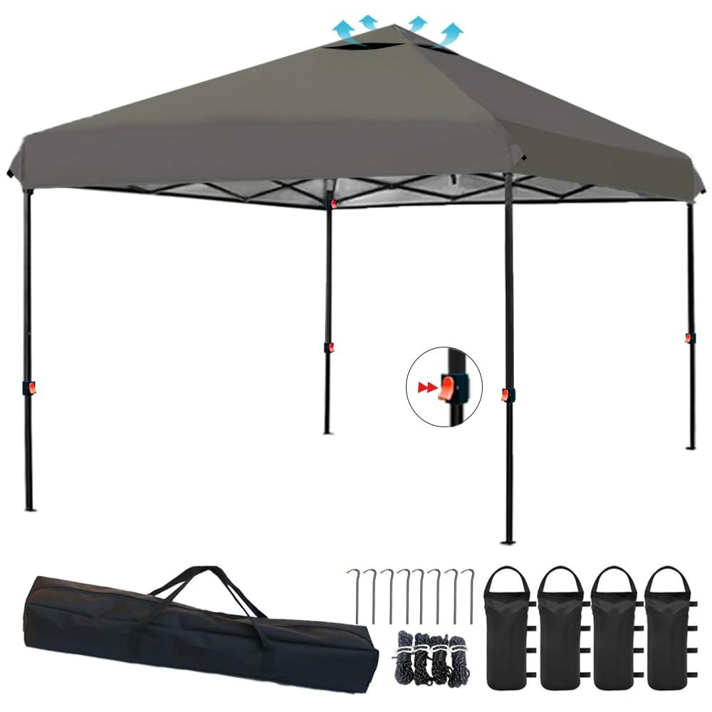 ApeexCanopy ワンタッチタープテント 軽くて丈夫2.5m×2.5m 収納バッグ付き 3段階調節 UVカット スチール 大型 耐水 ワンタッチテント レジャー イベント 海 バーベキュー 防災 運動会 おしゃれ 日除け 簡単取り付け シェード イン…
