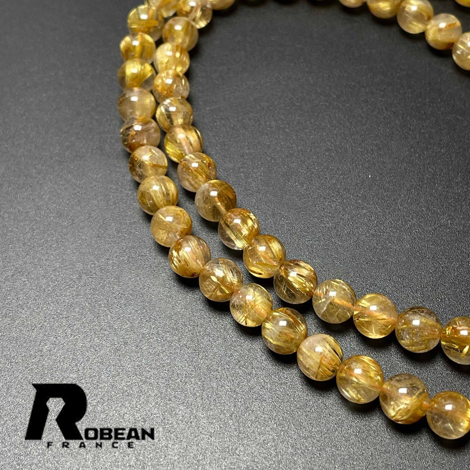 【新入荷】高品質　ゴールドタイチンルチルブレス約8㎜（新品未使用）太針　金運 逸品 EU製 定価73万円☆ROBEAN・太陽花タイチンルチル☆黄金針