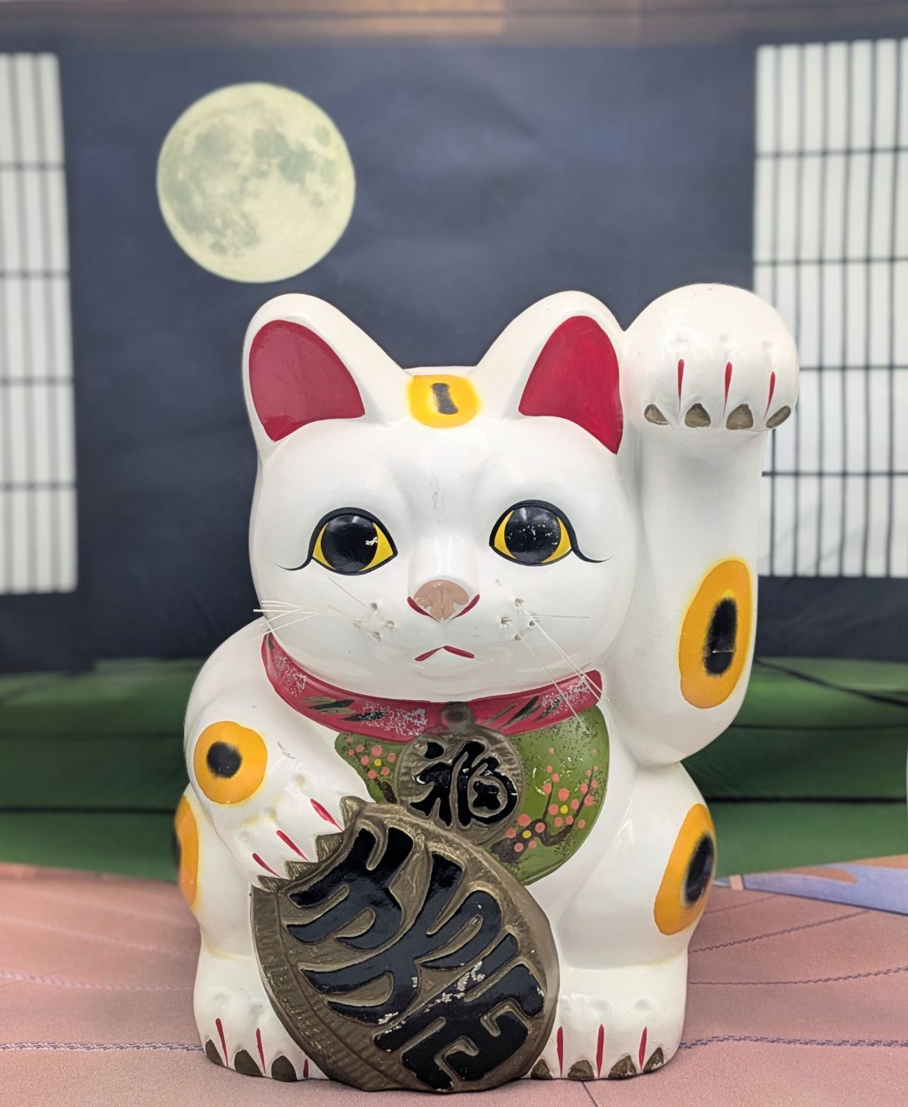 特大招き猫 左手 約48cm 昭和レトロ　商売繁盛　縁起物 特大招き猫 左手 約48cm 昭和レトロ 商売繁盛 縁起物 Yahoo