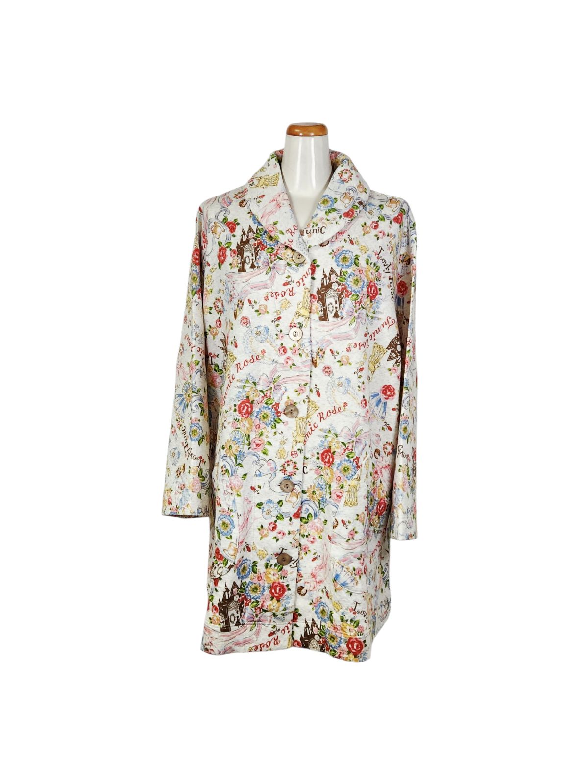 鴨居羊子ショートガウン ♥ TUNIC ショートガウン キャットキルトお城 グレー色 89342 日本製