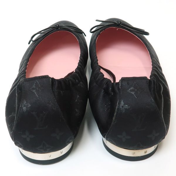 ♡ルイヴィトン♡ フラットシューズ 36 LOUIS VUITTON バレエシューズ モノグラムサテン #36 ブラック