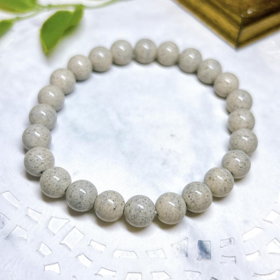 【E10392】北投石＊8㎜＊白＊ブレス＊ホクトライト＊ラジウム＊セラミック