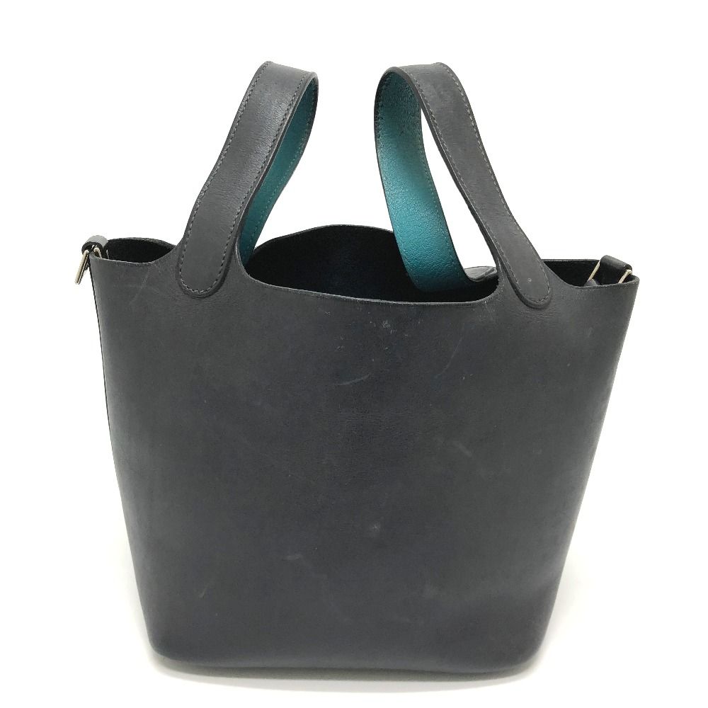 エルメス ピコタン PM 18 ハンドバッグ ヴォーバレニア I□刻 ネイビー  