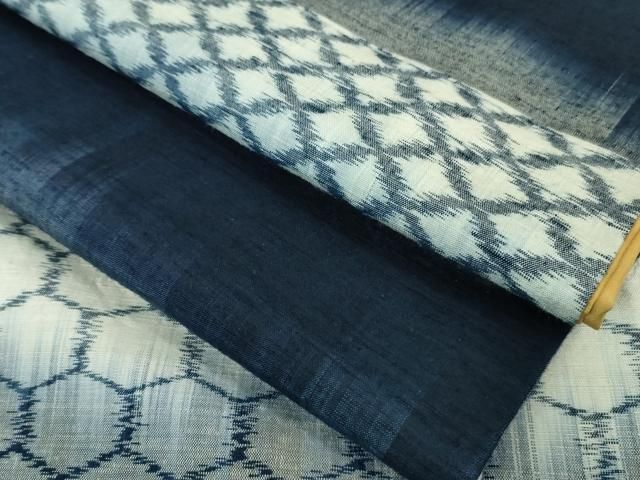 平和屋着物□極上 紬 藍染 市松 逸品 DZAA7621kh5