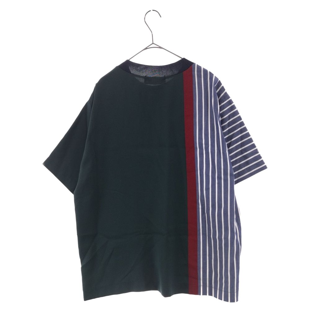 CULLNI (クルニ) 18SS アシンメトリー ストライプ切り替え ポケット付き クルーネック プルオーバー 半袖Tシャツ カットソー マルチ  18-SS-023