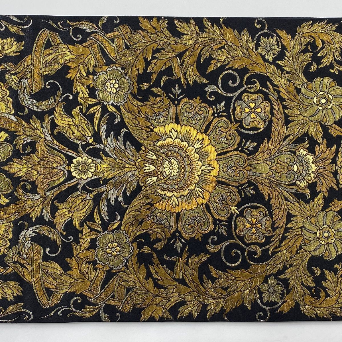 熱販売 秀品 美品 袋帯 草花 メルカリ - 【中古】 正絹 六通 黒 金糸 箔 着物・浴衣