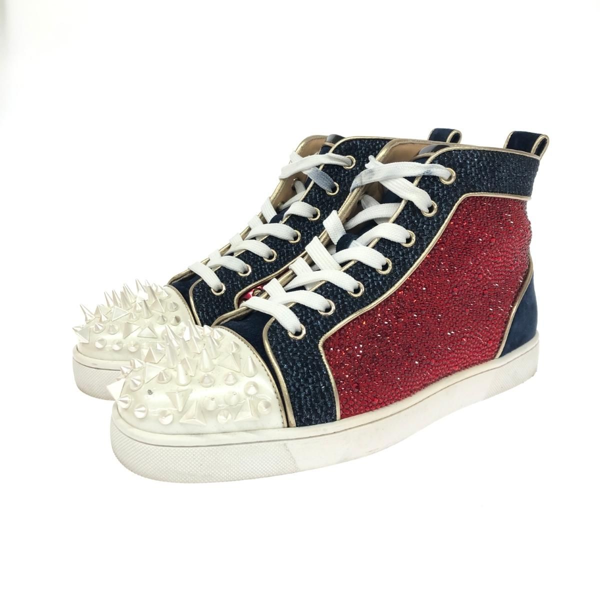 良好 Christian Louboutin クリスチャンルブタン  ハイカットスニーカー  マルチカラー スタッズ  メンズ　241014003233