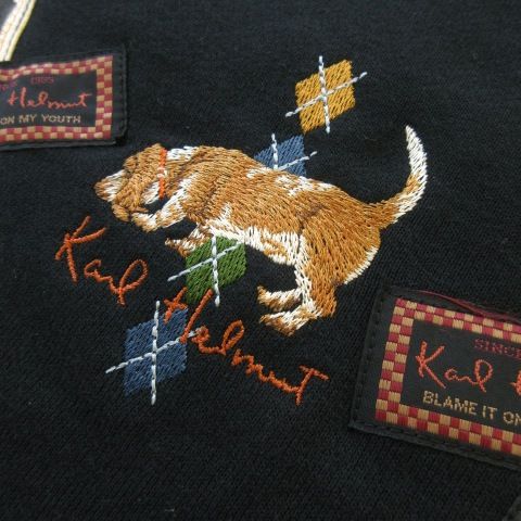 【極美品】カールヘルム ロゴ刺繍入りトレーナー オフホワイト❁⃘*.゜ カールヘルム Karl Helmut トレーナー スウェット クルーネック